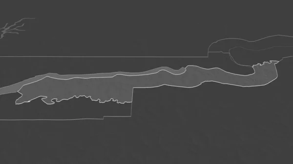 Zoom Lower River Divisão Gâmbia Delineado Perspectiva Óbvia Bilevel Mapa — Fotografia de Stock