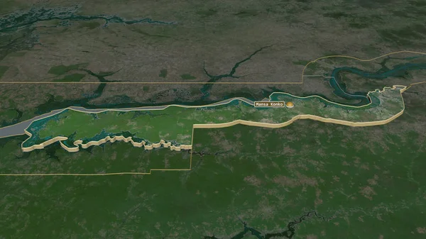 Közelíts Lower Riverre Gambiai Körzet Extrudálva Kötelező Perspektíva Műholdas Képek — Stock Fotó