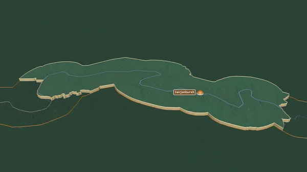 Macarthy島でズーム ガンビアの分割 嘘の見方だ 地表水と地形救援マップ 3Dレンダリング — ストック写真