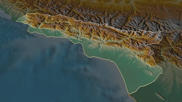 Ampliar Sobre Abjasia República Autónoma Georgia Esbozada Perspectiva Oblicua Mapa — Foto de Stock