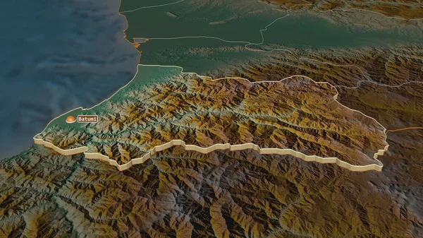 Ampliar Ajaria República Autónoma Georgia Extruido Perspectiva Oblicua Mapa Topográfico — Foto de Stock