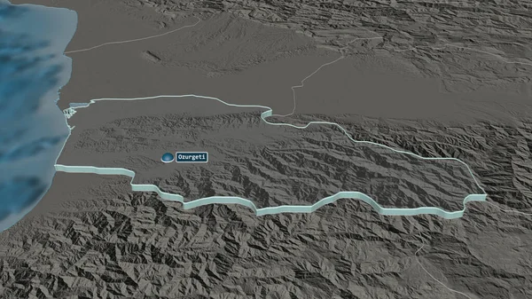 Zoom Guria Región Georgia Extruido Perspectiva Oblicua Mapa Coloreado Tocado — Foto de Stock