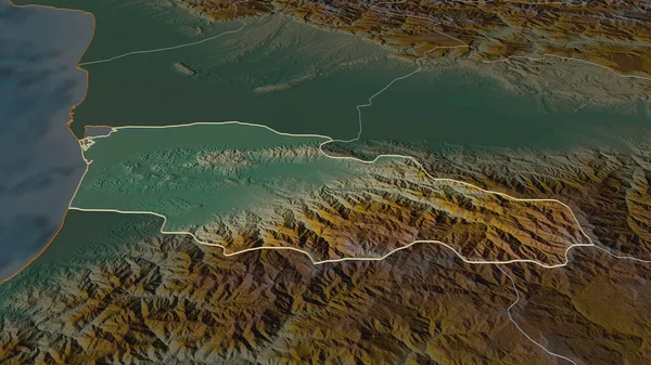 Zoom Sur Guria Région Géorgie Perspective Oblique Carte Topographique Relief — Photo