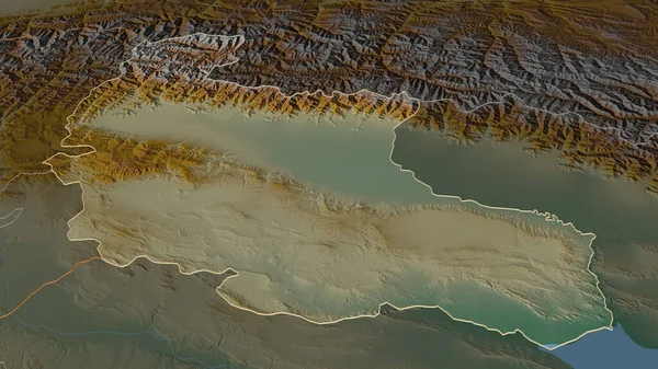 Zbliżenie Kacheti Region Gruzji Zarysowane Perspektywa Ukośna Mapa Pomocy Topograficznej — Zdjęcie stockowe