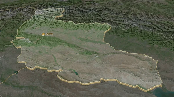 Inzoomen Kakheti Regio Van Georgië Geëxtrudeerd Obliek Perspectief Satellietbeelden Weergave — Stockfoto