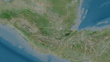 Guatemala bölgesinin ana hatları. Uydu görüntüleri. 3B görüntüleme
