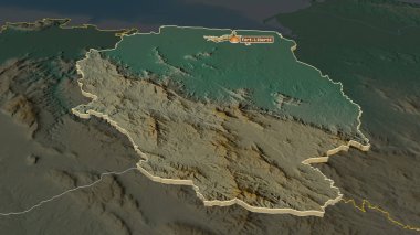 Nord-Est 'e (Haiti Bölümü) yakınlaştır. Belirsiz bir bakış açısı. Yüzey suları olan topografik yardım haritası. 3B görüntüleme