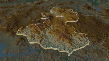 Lempira 'ya (Honduras Departmanı) yakınlaştır. Belirsiz bir bakış açısı. Yüzey suları olan topografik yardım haritası. 3B görüntüleme