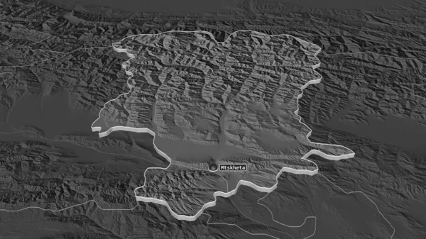 Zoom Mtskheta Mtianeti Regione Della Georgia Estruso Prospettiva Obliqua Mappa — Foto Stock