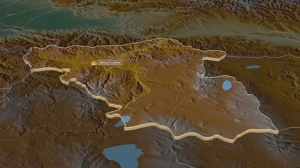 Zoom Sur Samtskhe Javakheti Région Géorgie Extrudé Perspective Oblique Carte — Photo