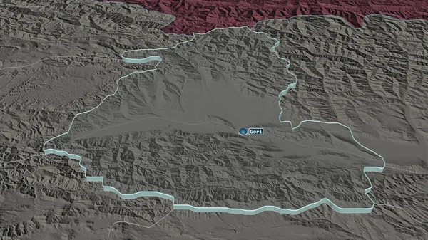 Ampliar Shida Kartli Región Georgia Extruido Perspectiva Oblicua Mapa Coloreado — Foto de Stock