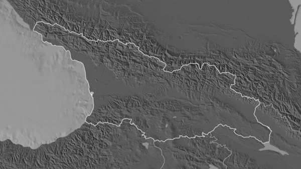 格鲁吉亚地区的轮廓 带地表水的双层高程图 3D渲染 — 图库照片
