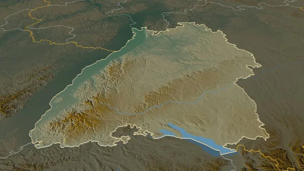 Přiblížit Baden Wurttemberg Stát Německo Nastínil Úhlová Perspektiva Topografická Reliéfní — Stock fotografie