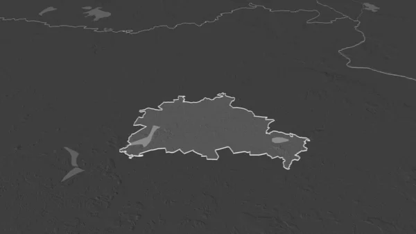 Zoom Berlino Stato Della Germania Delineato Prospettiva Obliqua Mappa Elevazione — Foto Stock