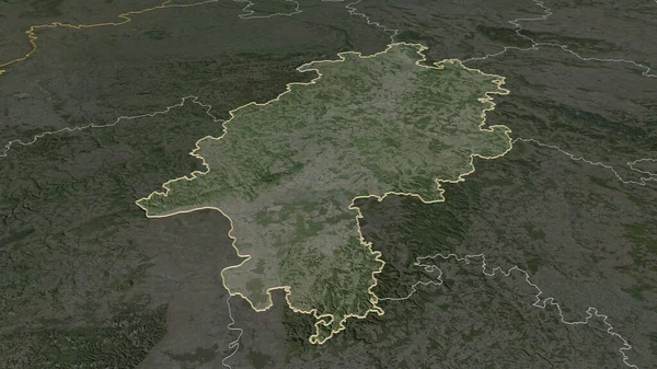 Powiększ Hesję Stan Niemcy Perspektywa Ukośna Zdjęcia Satelitarne Renderowanie — Zdjęcie stockowe