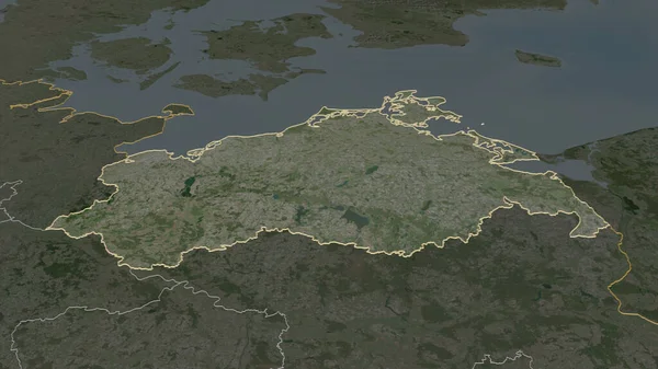 Zoom Auf Mecklenburg Vorpommern Schräge Perspektive Satellitenbilder Rendering — Stockfoto