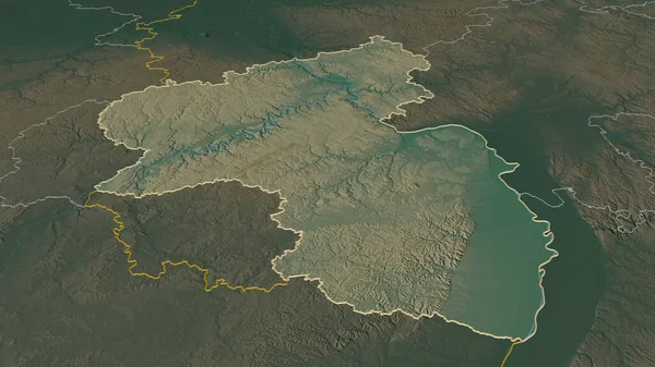 Přiblížit Rheinland Pfalz Stát Německo Nastínil Úhlová Perspektiva Topografická Reliéfní — Stock fotografie