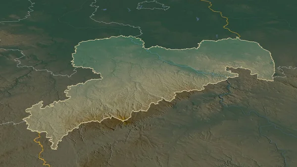 Powiększ Obraz Sachsena Stan Niemcy Perspektywa Ukośna Mapa Pomocy Topograficznej — Zdjęcie stockowe