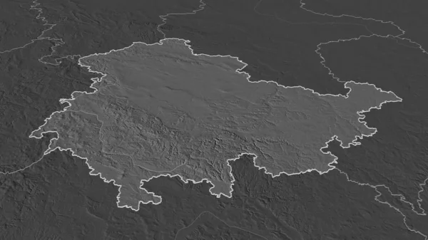 Ampliar Thuringen Estado Alemania Esbozado Perspectiva Oblicua Mapa Elevación Bilevel — Foto de Stock