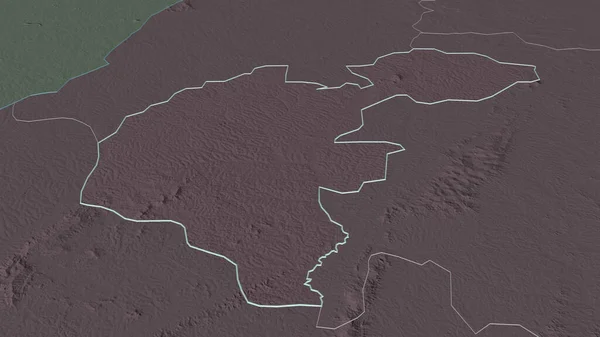 Ampliar Ahafo Región Ghana Delineado Perspectiva Oblicua Mapa Coloreado Tocado — Foto de Stock