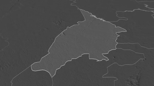 Zoom Bono Regione Del Ghana Delineato Prospettiva Obliqua Mappa Elevazione — Foto Stock