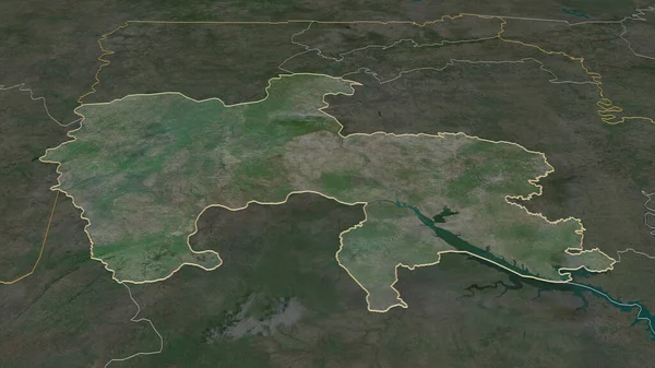 Zoom Sur Savannah Région Ghana Perspective Oblique Imagerie Satellite Rendu — Photo