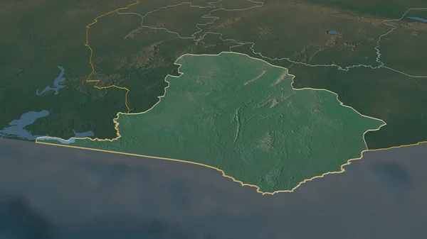 Zoom Sur Ouest Région Ghana Décrit Perspective Oblique Carte Topographique — Photo