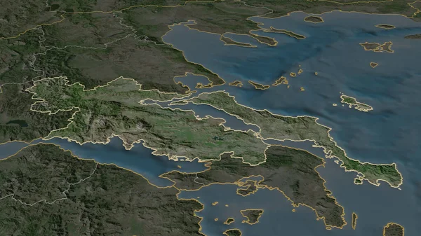 Zoom Auf Zentralgriechenland Dezentrale Verwaltung Griechenlands Skizziert Schräge Perspektive Satellitenbilder — Stockfoto
