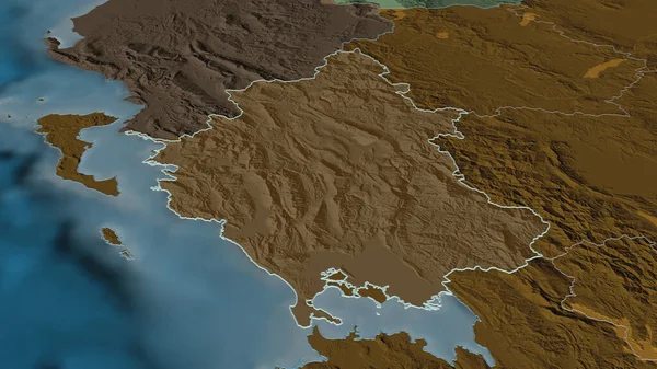 에페이로스 그리스의 관점이죠 색깔이 울퉁불퉁 구역의 지도는 지표수로 있었습니다 렌더링 — 스톡 사진
