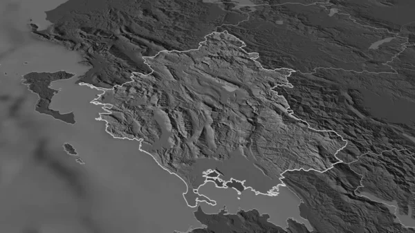 Epirus ギリシャの分散管理 にズームアウト概要 嘘の見方だ 地表水と二階の標高マップ 3Dレンダリング — ストック写真
