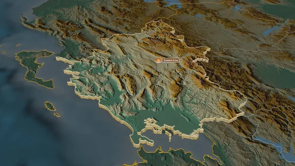 Zoom Epirus Administração Descentralizada Grécia Extrudado Perspectiva Óbvia Mapa Topográfico — Fotografia de Stock