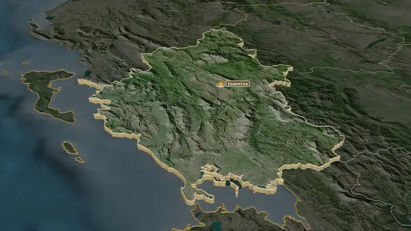 Zoom Auf Epirus Dezentralisierte Verwaltung Griechenlands Schräge Perspektive Satellitenbilder Rendering — Stockfoto