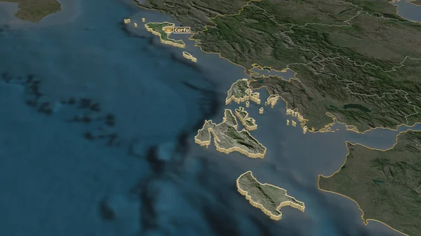 Zoom Ilhas Jónicas Administração Descentralizada Grécia Extrudido Perspectiva Óbvia Imagens — Fotografia de Stock