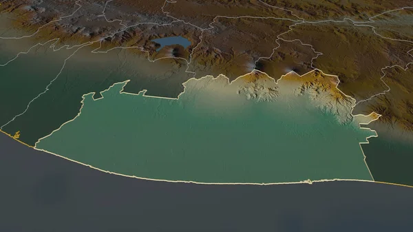 Zoom Escuintla Departamento Guatemala Delineado Perspectiva Óbvia Mapa Topográfico Relevo — Fotografia de Stock