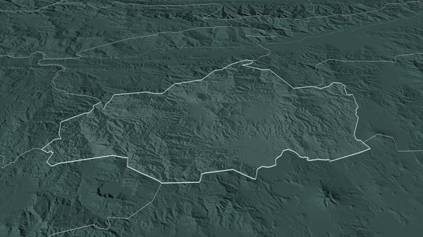 Zoom Jalapa Dipartimento Del Guatemala Delineato Prospettiva Obliqua Mappa Colorata — Foto Stock