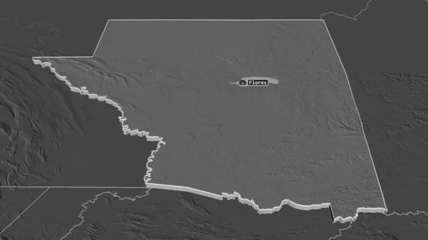 Powiększ Peten Departament Gwatemali Wytłaczany Perspektywa Ukośna Dwupoziomowa Mapa Wysokości — Zdjęcie stockowe