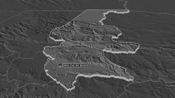 Ampliar Quiche Departamento Guatemala Extruido Perspectiva Oblicua Mapa Elevación Bilevel — Foto de Stock