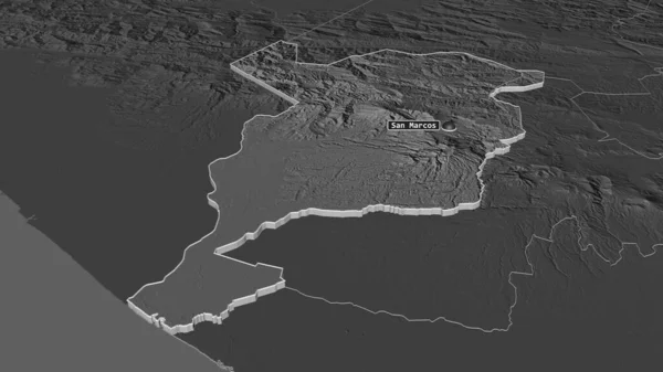 Zoom San Marcos Dipartimento Del Guatemala Estruso Prospettiva Obliqua Mappa — Foto Stock