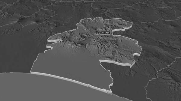 Zoom Santa Rosa Dipartimento Del Guatemala Estruso Prospettiva Obliqua Mappa — Foto Stock