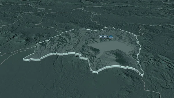 Zoom Solola Dipartimento Del Guatemala Estruso Prospettiva Obliqua Mappa Colorata — Foto Stock