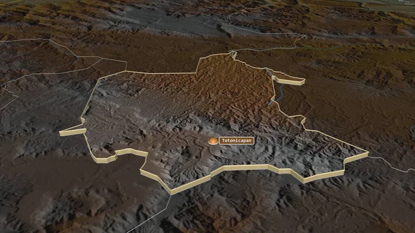 Zoom Totonicapan Dipartimento Del Guatemala Estruso Prospettiva Obliqua Mappa Topografica — Foto Stock