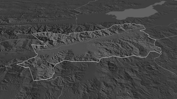 Zoom Zacapa Dipartimento Del Guatemala Delineato Prospettiva Obliqua Mappa Elevazione — Foto Stock