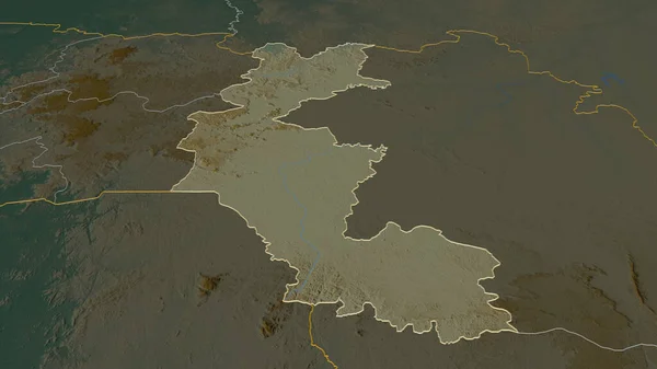 Zoom Faranah Regione Della Guinea Delineato Prospettiva Obliqua Mappa Topografica — Foto Stock