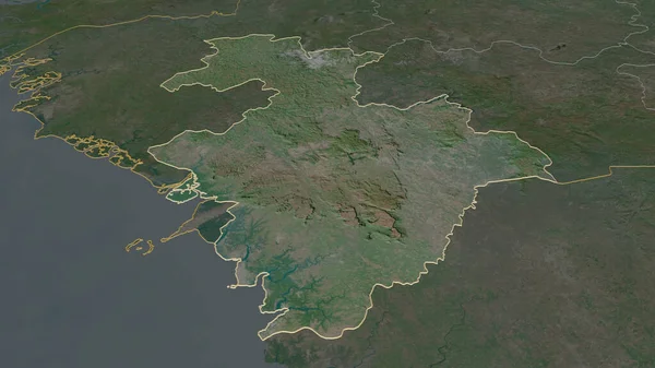 Zooma Kindia Regionen Guinea Beskrivs Svagt Perspektiv Satellitbilder Rendering — Stockfoto