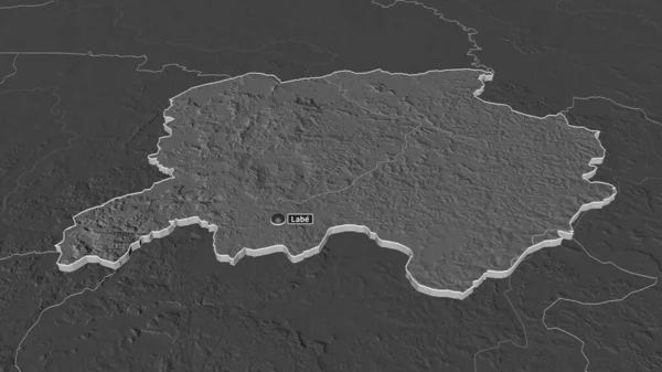 Ampliar Labe Región Guinea Extruido Perspectiva Oblicua Mapa Elevación Bilevel — Foto de Stock