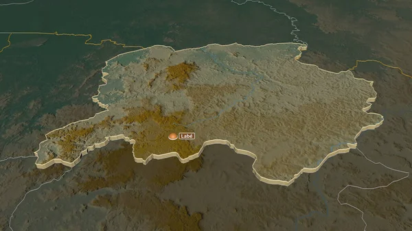 Zoom Labe Região Guiné Extrudido Perspectiva Óbvia Mapa Topográfico Relevo — Fotografia de Stock