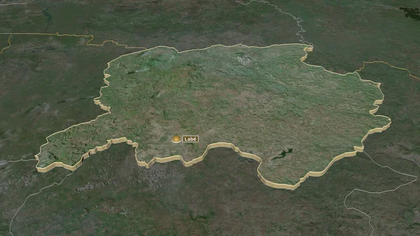 Inzoomen Labe Regio Van Guinee Geëxtrudeerd Obliek Perspectief Satellietbeelden Weergave — Stockfoto