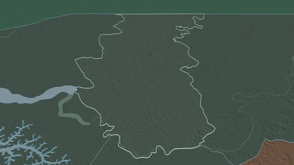 Zoom Bafata Regione Della Guinea Bissau Delineato Prospettiva Obliqua Mappa — Foto Stock