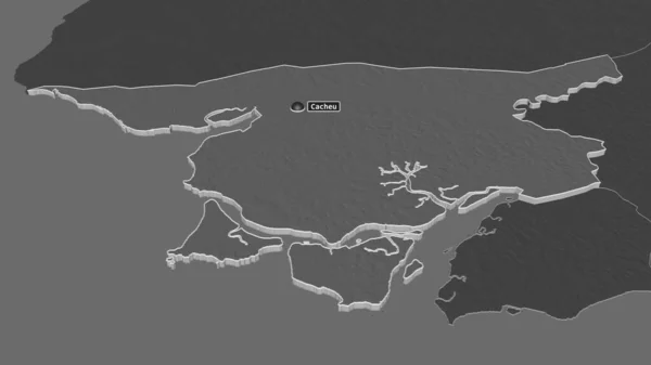 Збільшити Масштаб Качеу Регіон Гвінея Бісау Експропріював Неймовірна Перспектива Мапа — стокове фото