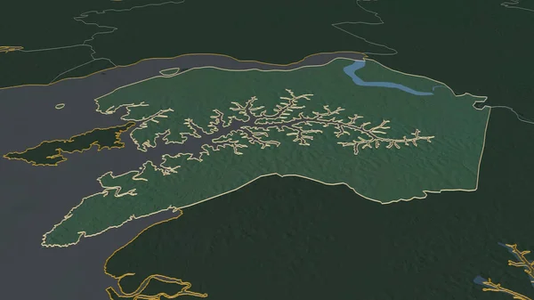 Збільшити Кінарі Регіон Гвінея Бісау Накреслено Неймовірна Перспектива Карта Рельєфу — стокове фото